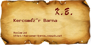 Kercsmár Barna névjegykártya