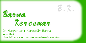 barna kercsmar business card